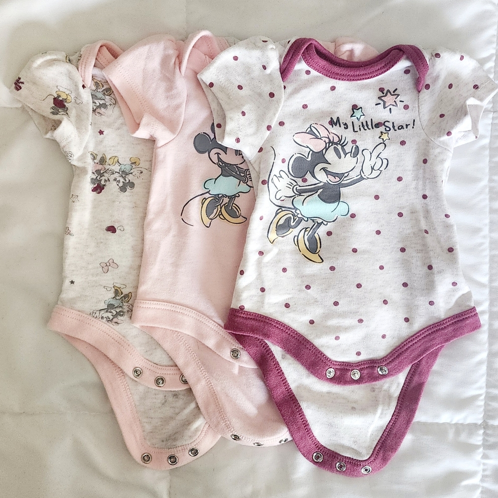 Disney Minnie Mouse Baby Bodysuit Set - Pink and White